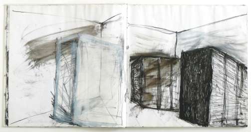 Skizzenbuch, Tine Holz, 1998 - vorerst 2003, Tusche, Tinte, Acryl auf Papier, 70 x 70,5 cm