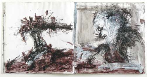 Skizzenbuch, Tine Holz, 1998 - vorerst 2003, Tusche, Tinte, Acryl auf Papier, 70 x 70,5 cm
