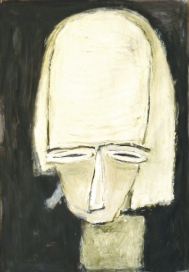 afrikanische Masken, Tine Holz, 1998, Ölkreide auf Papier, 70 x 100 cm